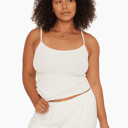 SET ACTIVE BASICS RIBBED CLASSIC CAMI BLANC 2