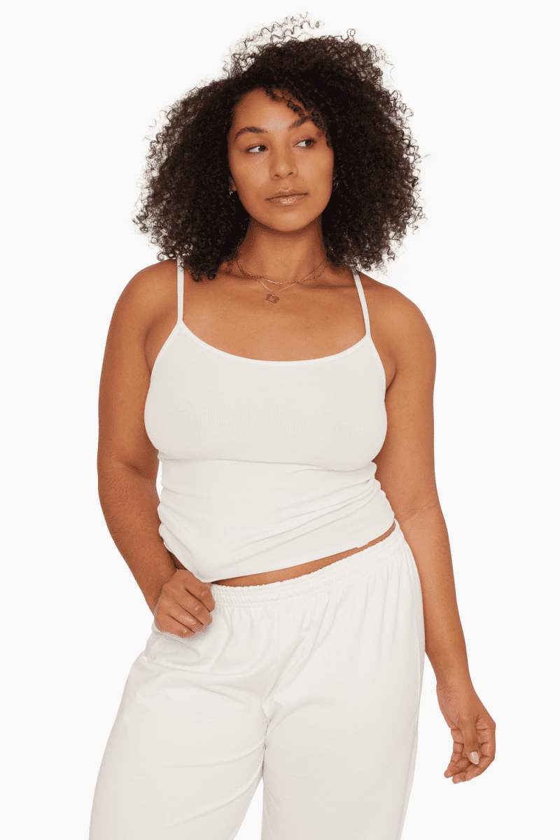 SET ACTIVE BASICS RIBBED CLASSIC CAMI BLANC 2