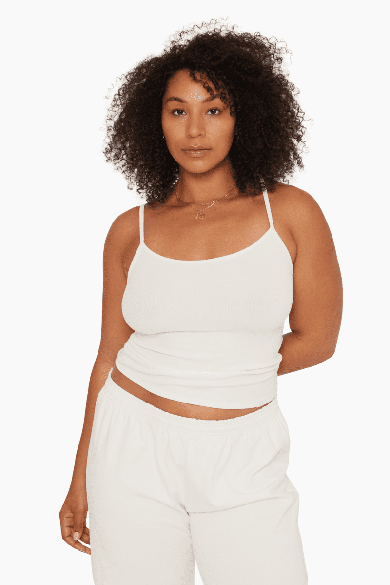 SET ACTIVE BASICS RIBBED CLASSIC CAMI BLANC 3