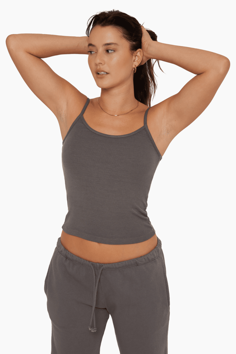 SET ACTIVE BASICS RIBBED CLASSIC CAMI GRAPHITE 2