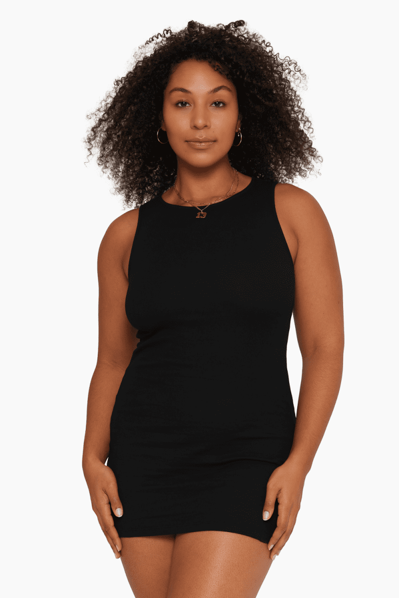 SET ACTIVE BASICS RIBBED TANK DRESS ONYX 1