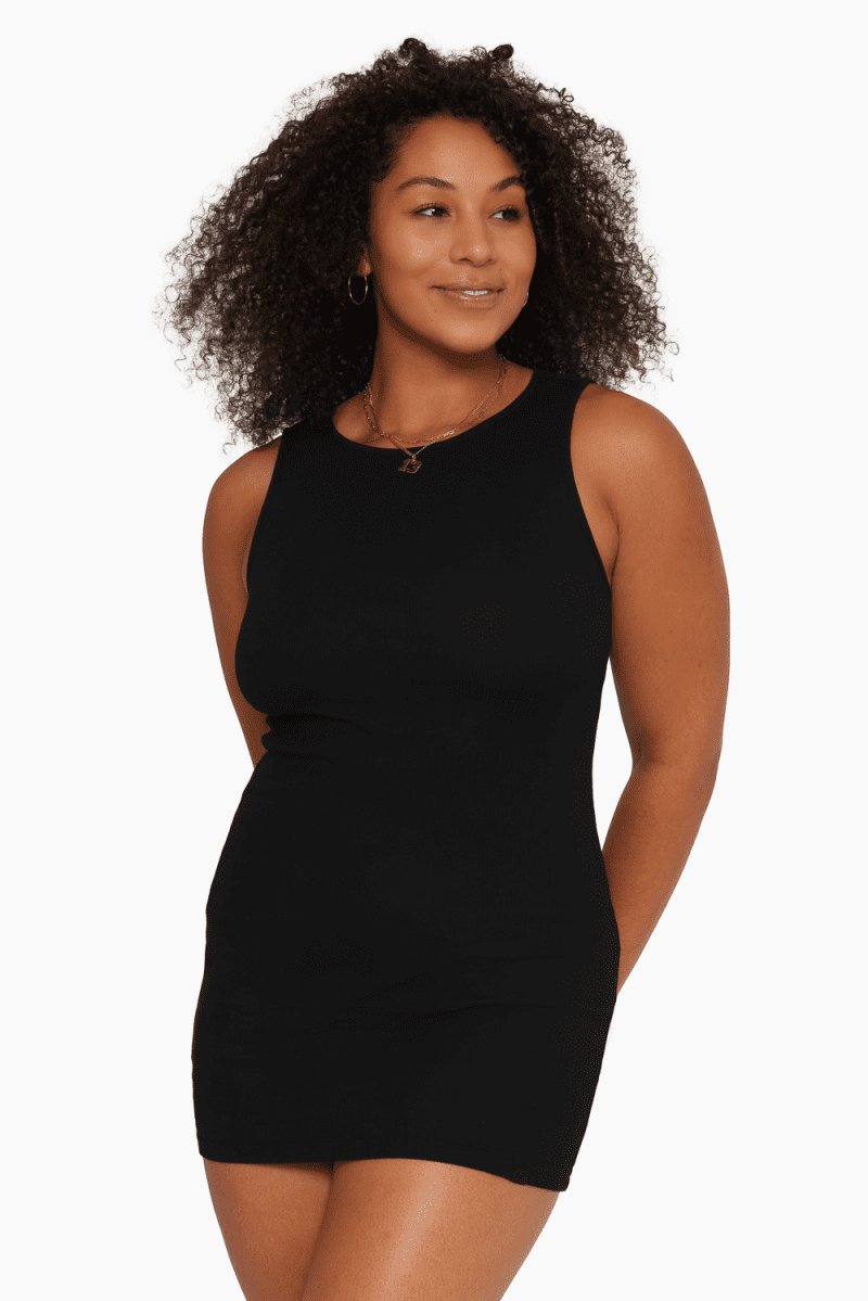 SET ACTIVE BASICS RIBBED TANK DRESS ONYX 2