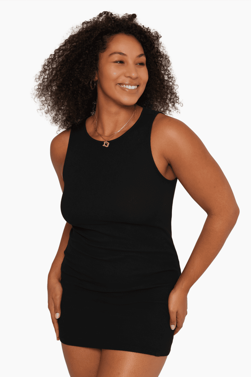 SET ACTIVE BASICS RIBBED TANK DRESS ONYX 3