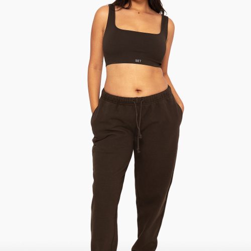 SET ACTIVE HEAVY COTTON DRAWSTRING SWEATPANTS SWEATS ESPRESSO 4