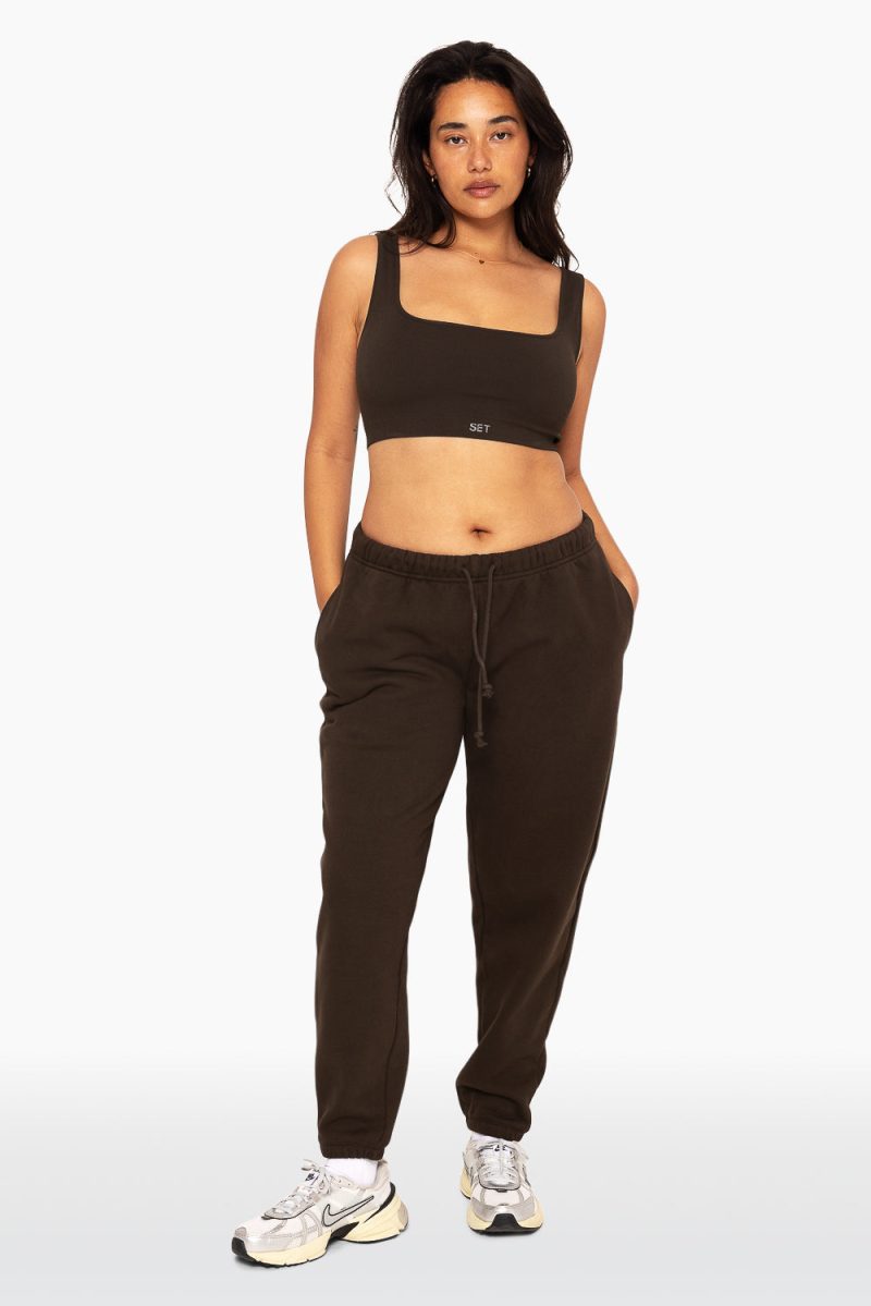 SET ACTIVE HEAVY COTTON DRAWSTRING SWEATPANTS SWEATS ESPRESSO 4