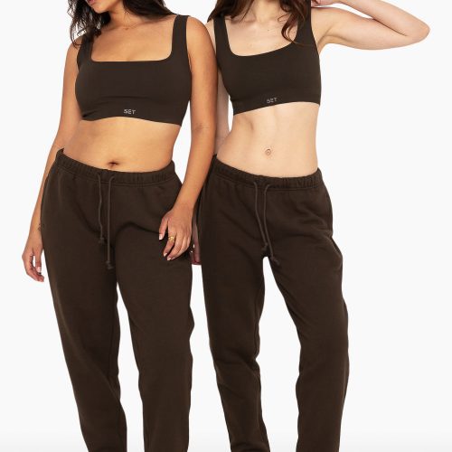 SET ACTIVE HEAVY COTTON DRAWSTRING SWEATPANTS SWEATS ESPRESSO 6