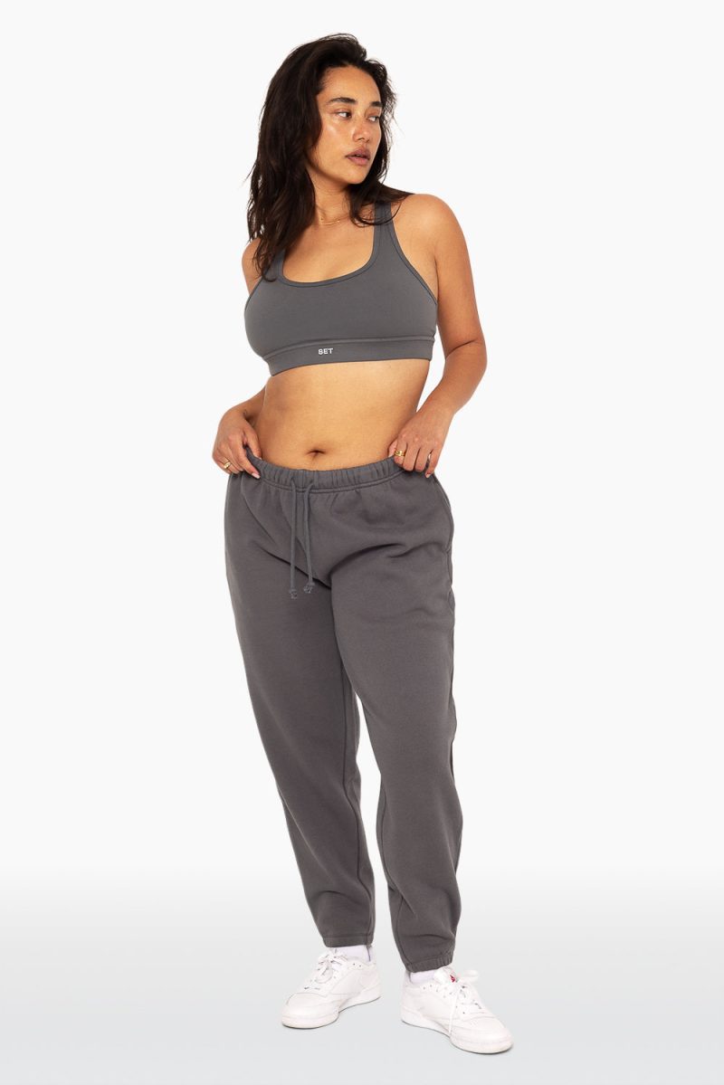 SET ACTIVE HEAVY COTTON DRAWSTRING SWEATPANTS SWEATS GRAPHITE 4