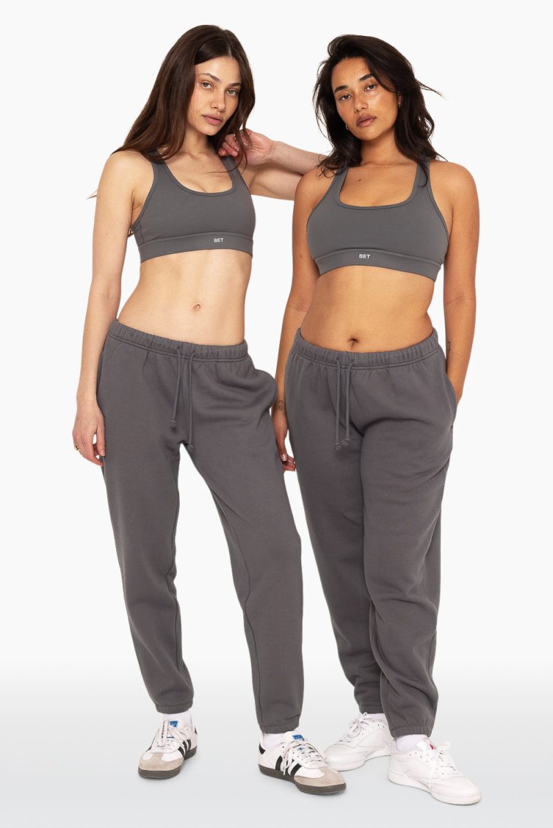 SET ACTIVE HEAVY COTTON DRAWSTRING SWEATPANTS SWEATS GRAPHITE 6