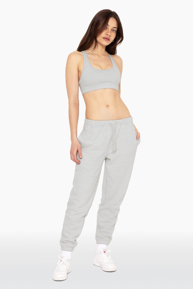 SET ACTIVE HEAVY COTTON DRAWSTRING SWEATPANTS SWEATS HEATHER GREY 2