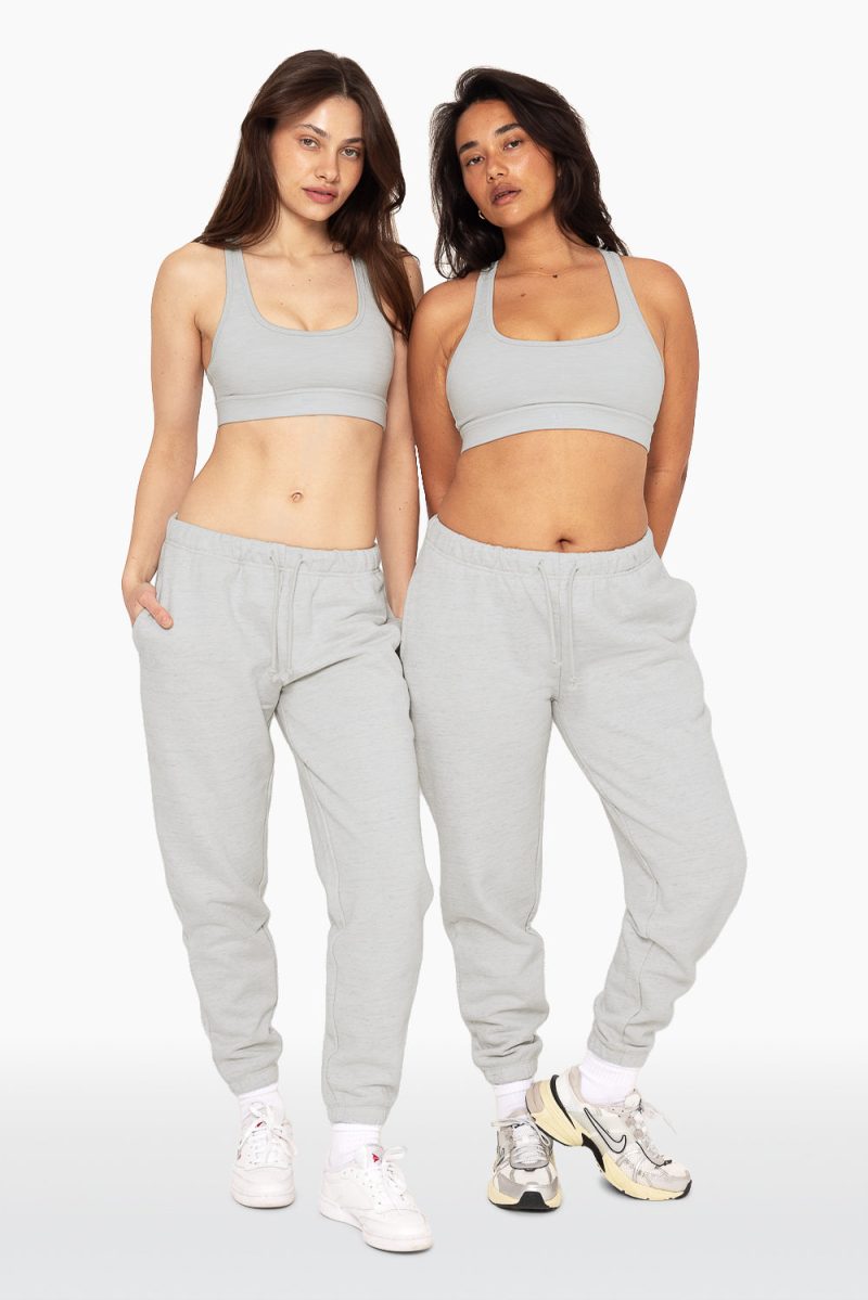 SET ACTIVE HEAVY COTTON DRAWSTRING SWEATPANTS SWEATS HEATHER GREY 4