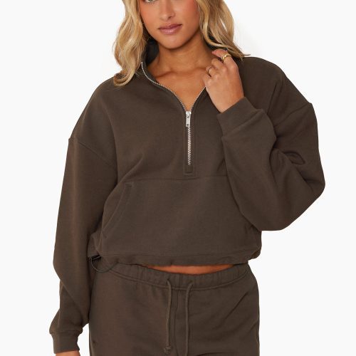 SET ACTIVE HEAVY COTTON HALF ZIP SWEATS BROWNSTONE 2