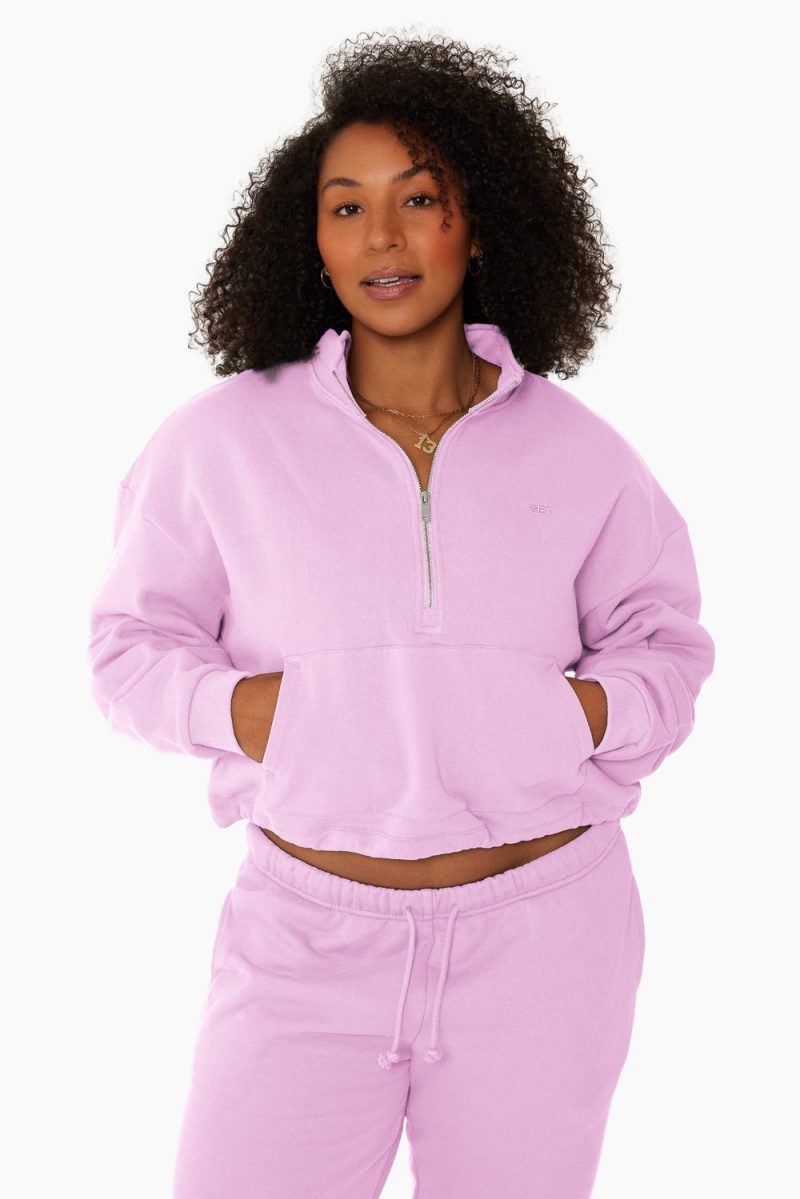 SET ACTIVE HEAVY COTTON HALF ZIP SWEATS CHARM 1