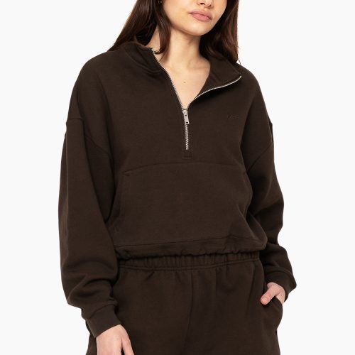 SET ACTIVE HEAVY COTTON HALF ZIP SWEATS ESPRESSO 1