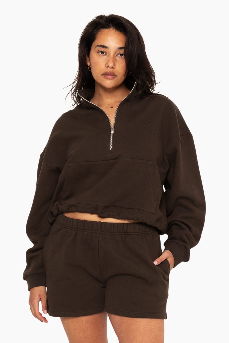 SET ACTIVE HEAVY COTTON HALF ZIP SWEATS ESPRESSO 4