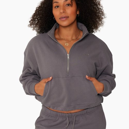 SET ACTIVE HEAVY COTTON HALF ZIP SWEATS SMOKE 2