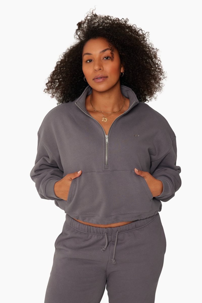 SET ACTIVE HEAVY COTTON HALF ZIP SWEATS SMOKE 2