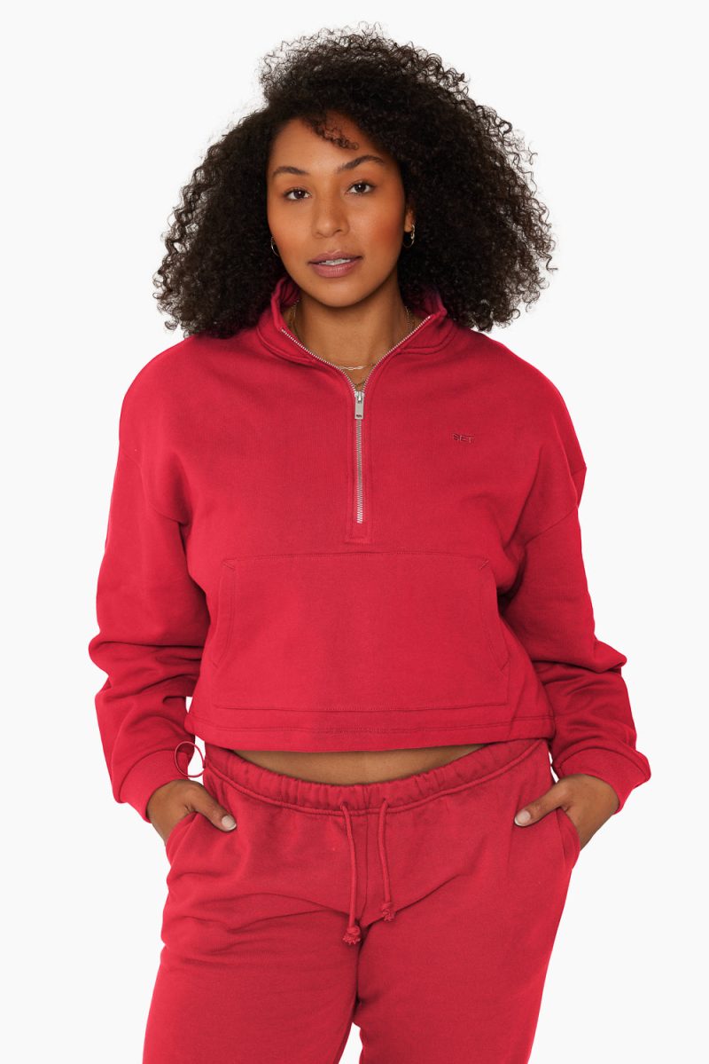 SET ACTIVE HEAVY COTTON HALF ZIP SWEATS SPICY 1