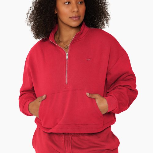 SET ACTIVE HEAVY COTTON HALF ZIP SWEATS SPICY 2