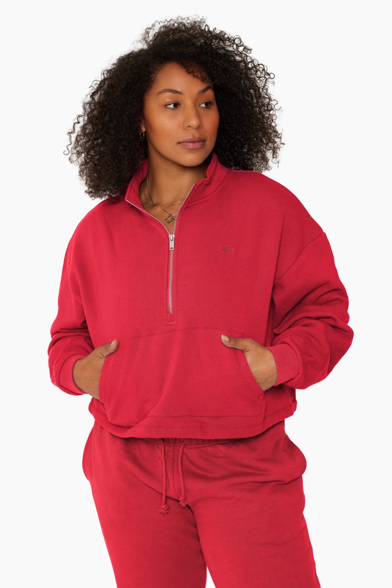 SET ACTIVE HEAVY COTTON HALF ZIP SWEATS SPICY 2