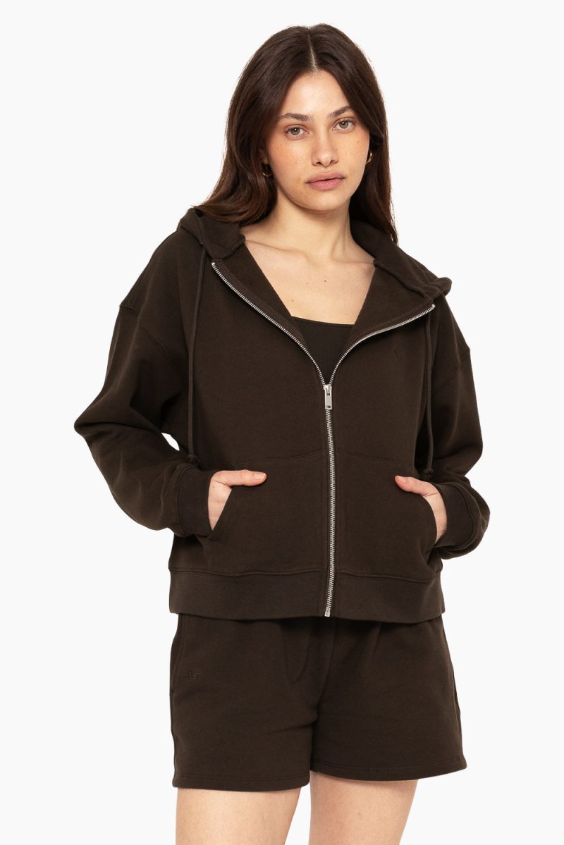 SET ACTIVE HEAVY COTTON ZIP HOODIE SWEATS ESPRESSO 4