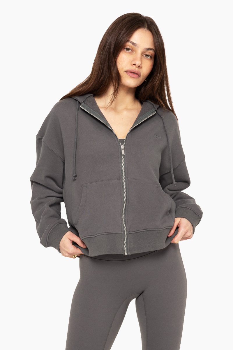 SET ACTIVE HEAVY COTTON ZIP HOODIE SWEATS GRAPHITE 1