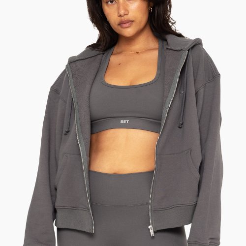 SET ACTIVE HEAVY COTTON ZIP HOODIE SWEATS GRAPHITE 4