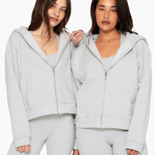 SET ACTIVE HEAVY COTTON ZIP HOODIE SWEATS HEATHER GREY 3