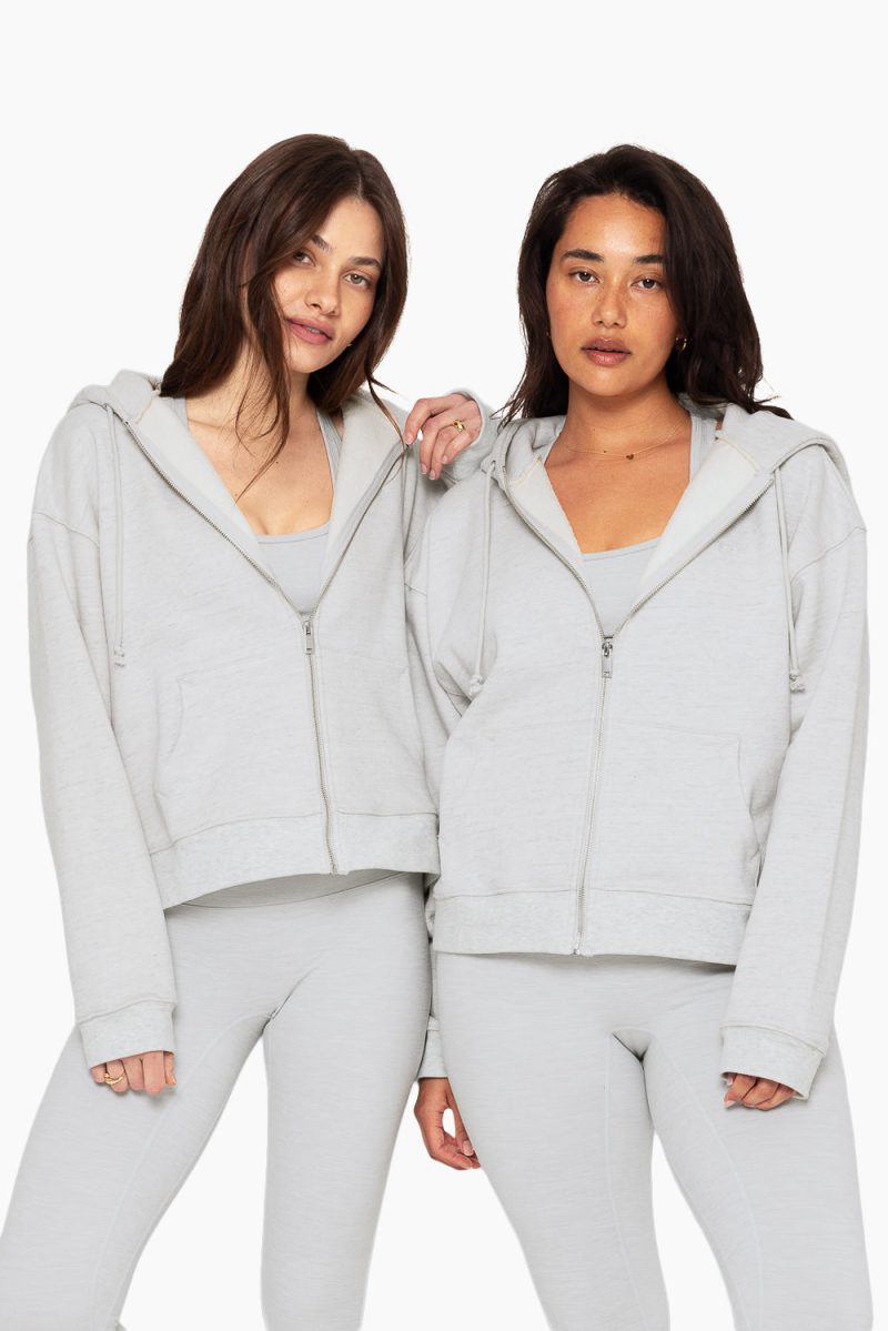 SET ACTIVE HEAVY COTTON ZIP HOODIE SWEATS HEATHER GREY 3