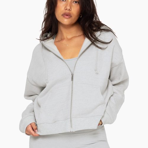 SET ACTIVE HEAVY COTTON ZIP HOODIE SWEATS HEATHER GREY 4