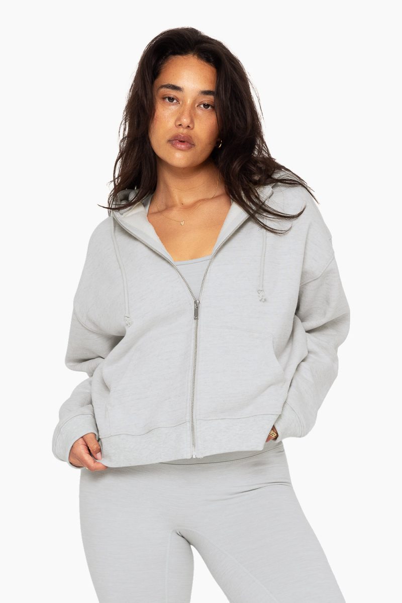 SET ACTIVE HEAVY COTTON ZIP HOODIE SWEATS HEATHER GREY 4