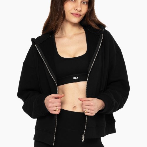 SET ACTIVE HEAVY COTTON ZIP HOODIE SWEATS ONYX 1