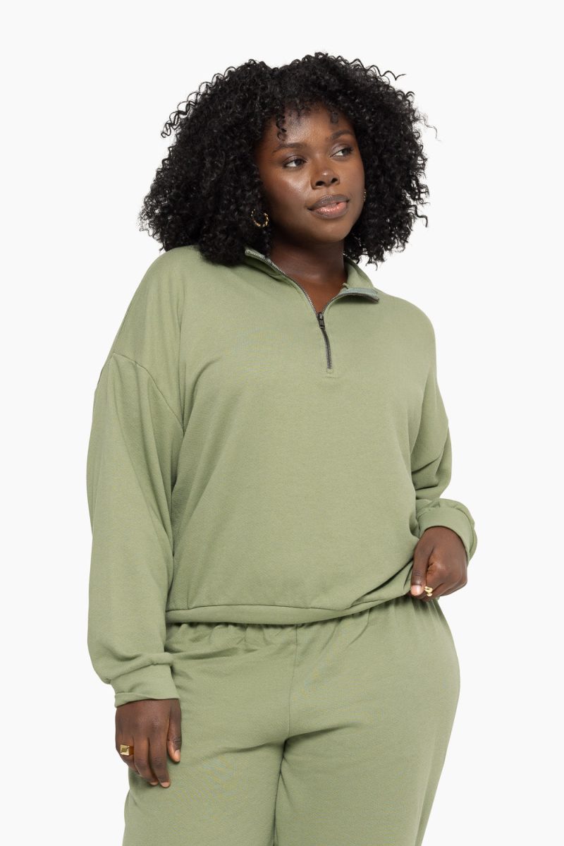 SET ACTIVE LIGHTWEIGHT SWEATS QUARTER ZIP SWEATS PISTACHIO 1